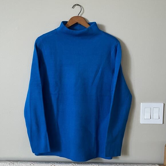 J JILL Bright Blue Solid Mockneck Sweater Size M - Picture 1 of 5